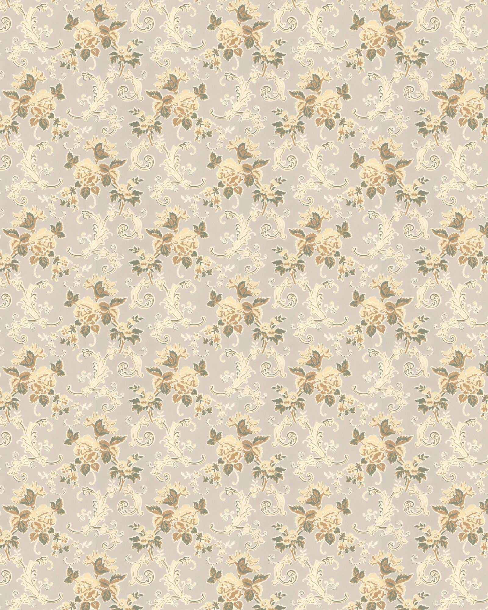 Lim & Handtryck Tapet - Hovdala blomst hvid/gul image