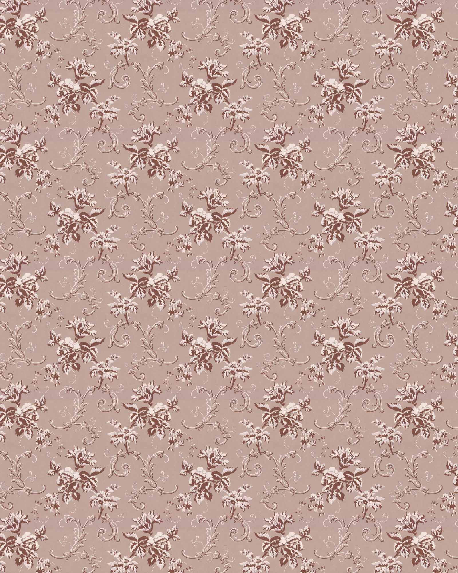 Lim & Handtryck Tapet - Hovdala blomst, grå/brun image