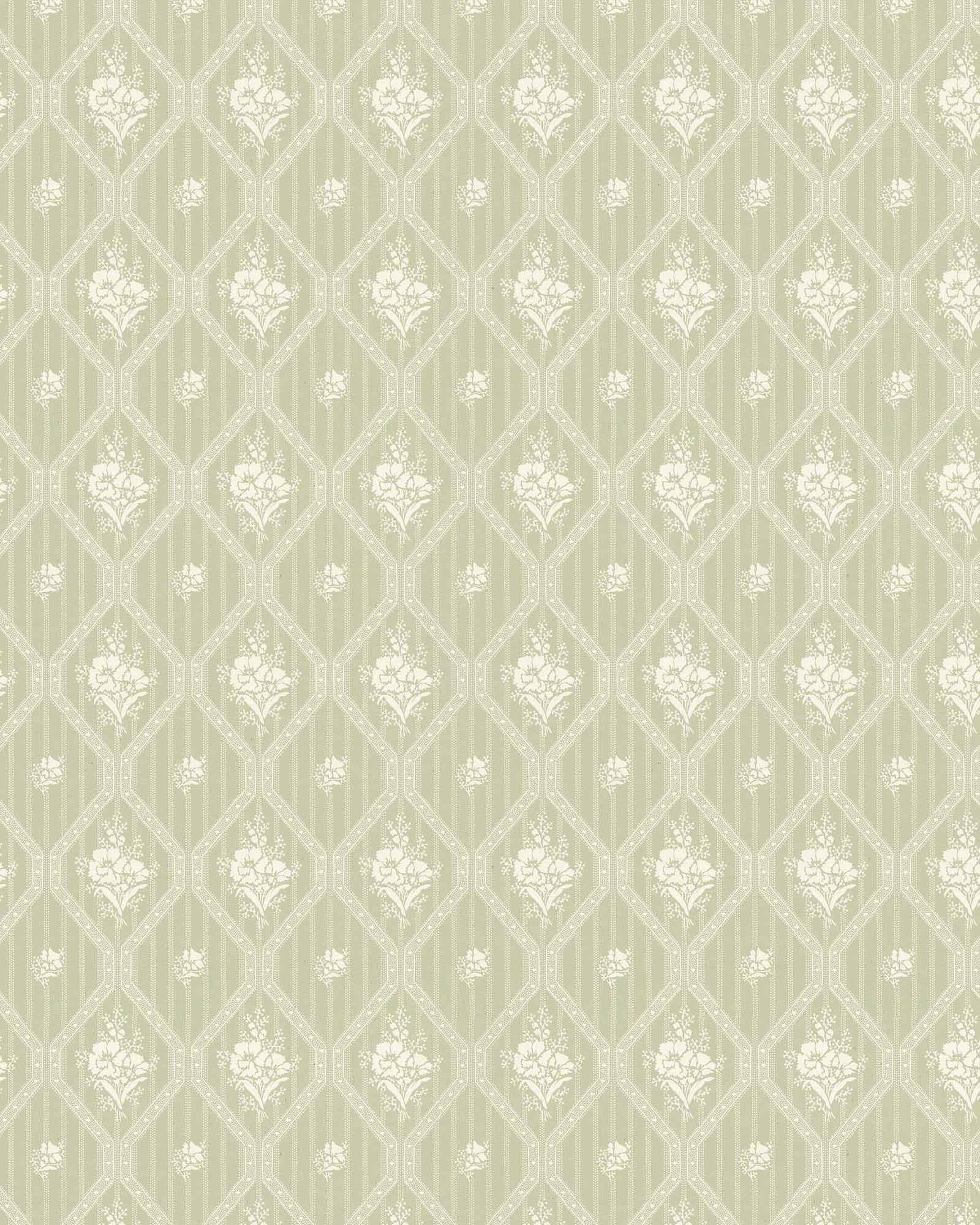 Lim & Handtryck Tapet - Blåklint grön/vit image