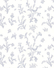 Lim & Handtryck Tapet - Fågelblå hvit/blå thumbnail image