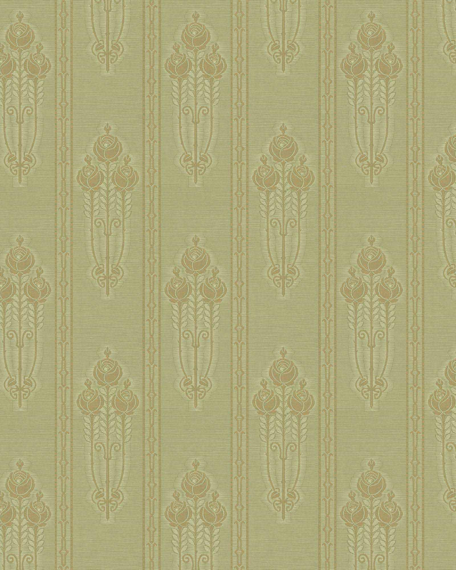 Lim & Handtryck Tapet - Jugendros grön/guld image