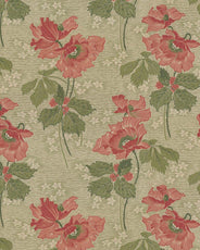 Lim & Handtryck Tapet - Vallmo grön/röd thumbnail image