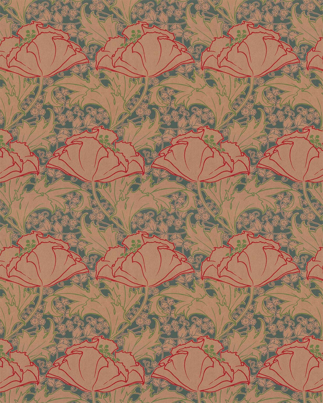 Lim & Handtryck Tapet - Berlin kvist/röd image