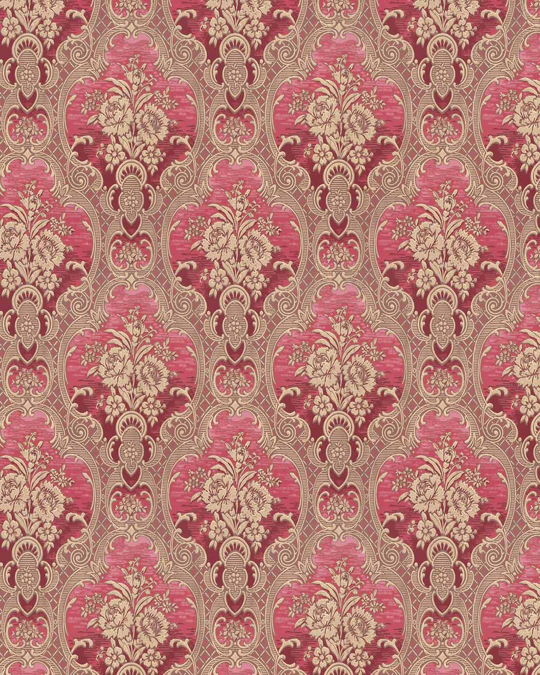 Lim & Handtryck Tapet - Nilsagården, rød/guld image