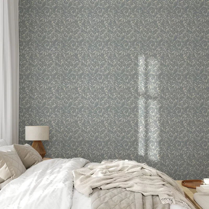 Wallpaper - Bladmönster (Swedish Leaf Pattern) Twig/Blue image