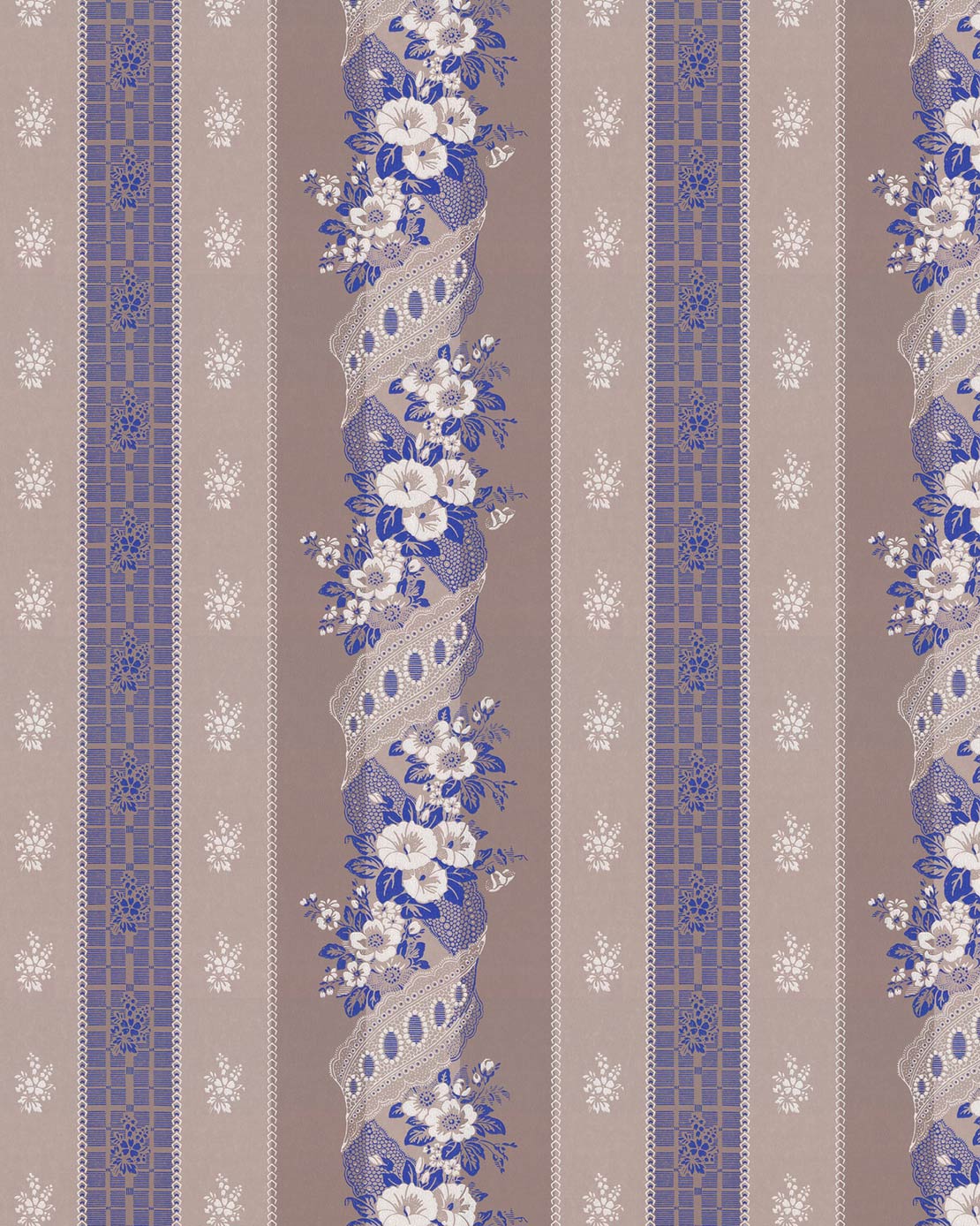 Lim & Handtryck Tapet – Felice Eleonore, grå/u.blå image