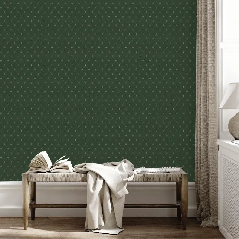 Lim & Handtryck Tapet - Filipsborg, grøn/guld image