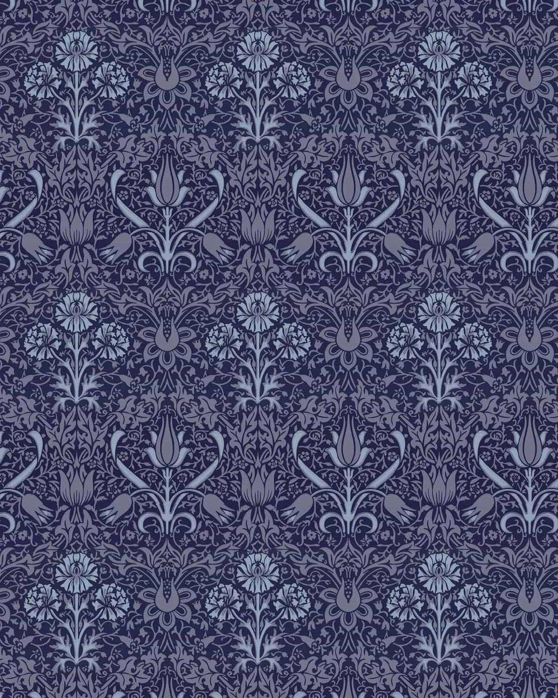 Lim & Handtryck Tapet - Florian, mørkeblå/blå image