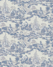 Lim & Handtryck Tapet - Skeppsmotiv, blå thumbnail image