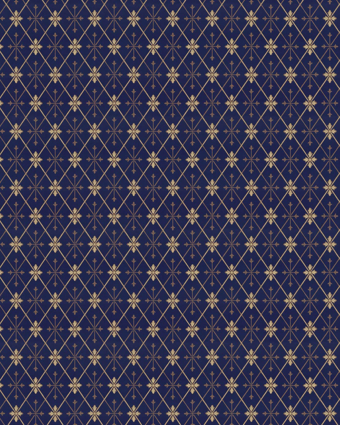 Lim & Handtryck Tapet - Skogshyddan, blå/guld image