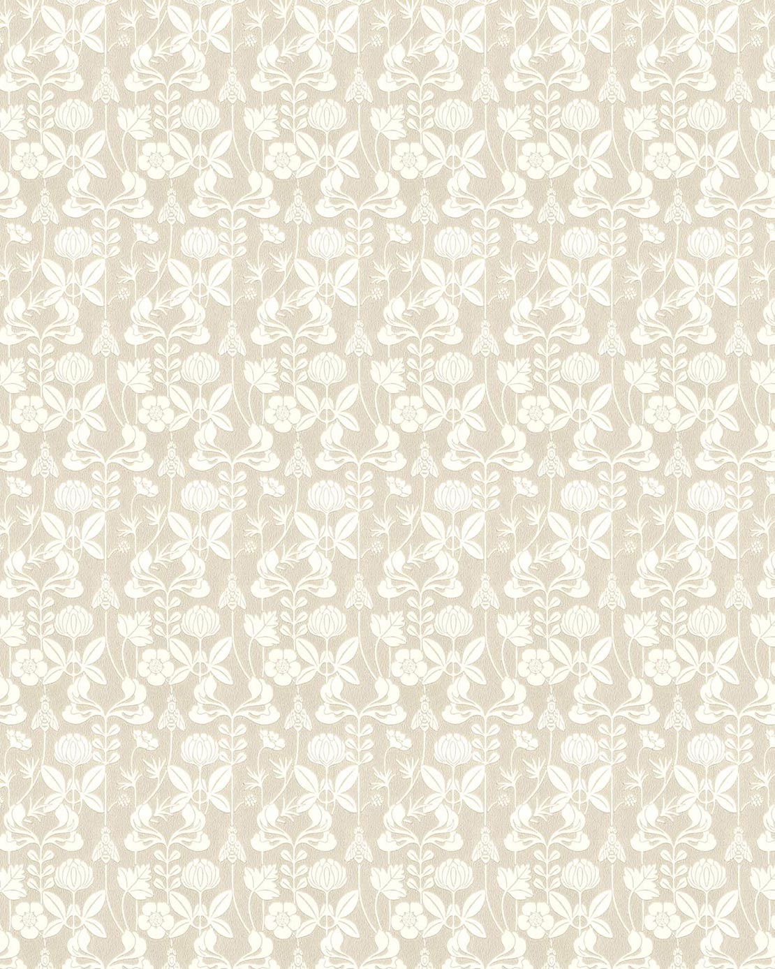 Lim & Handtryck Tapet - Solsidan hvit/grå image