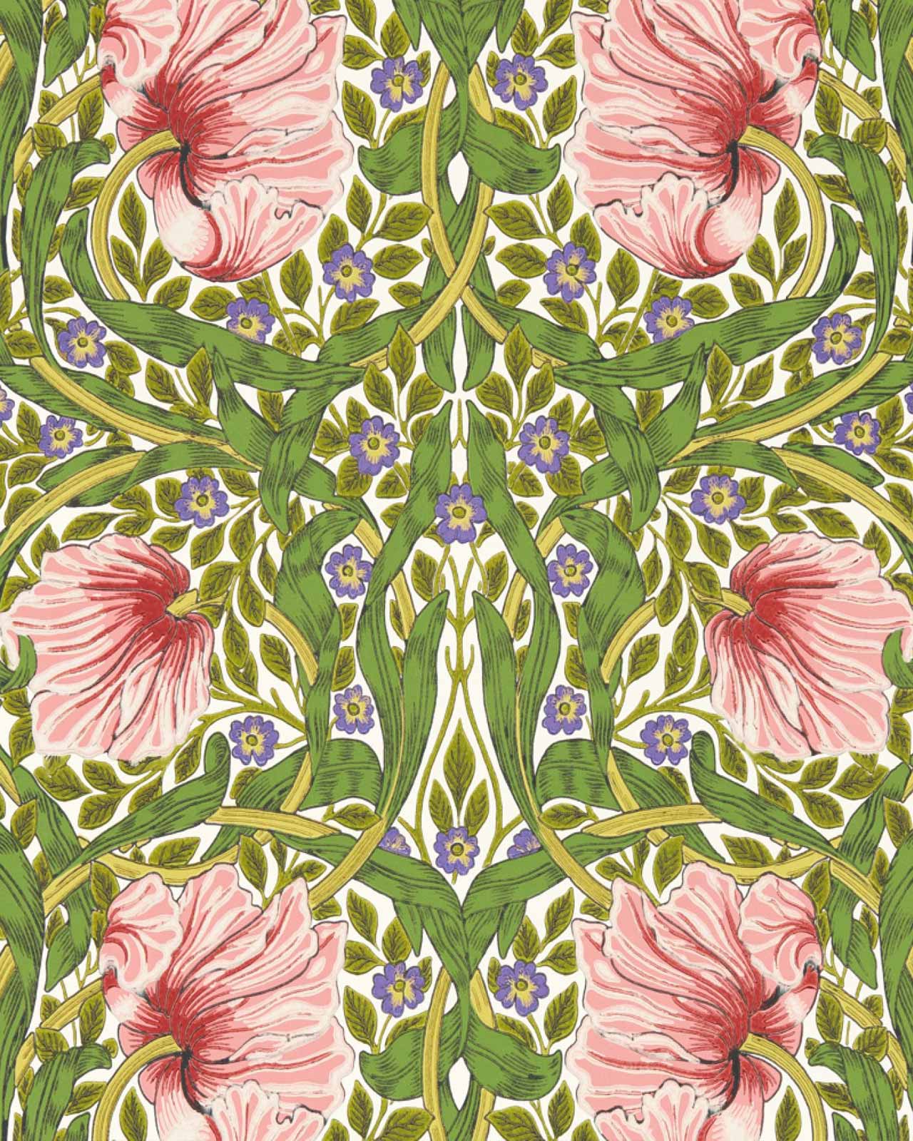 William Morris & Co. Tapet - Pimpernel Sap Green/Strawberry image