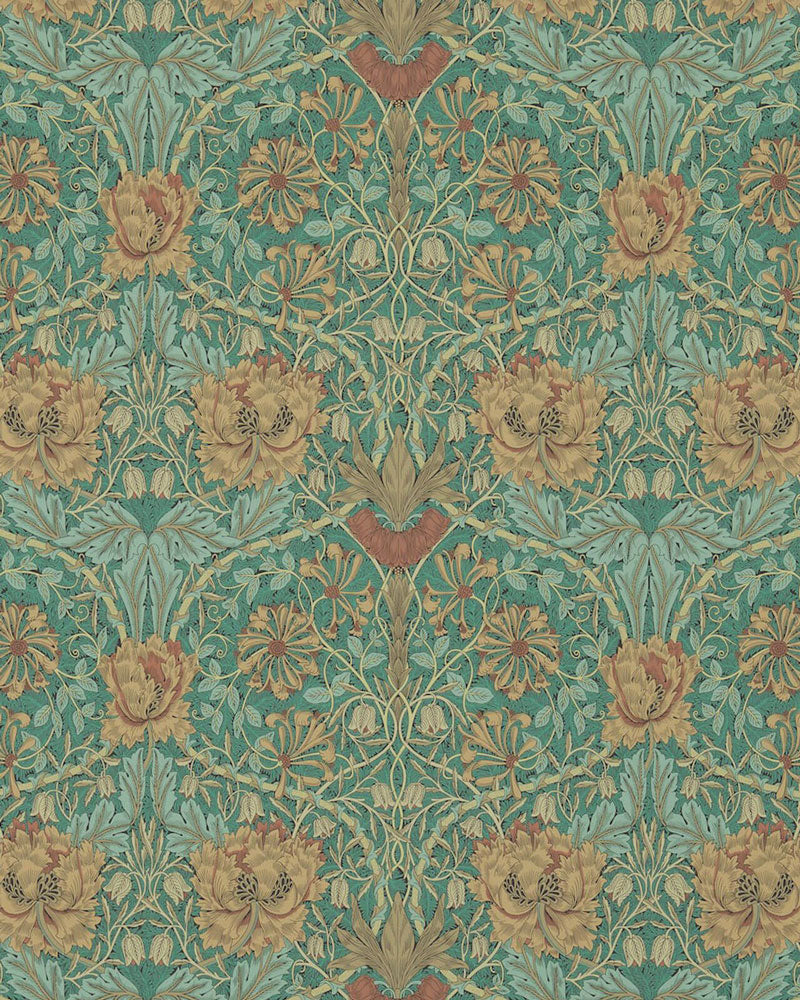 William Morris & Co. Wallpaper - Honeysuckle & Tulip Emerald/Russet image