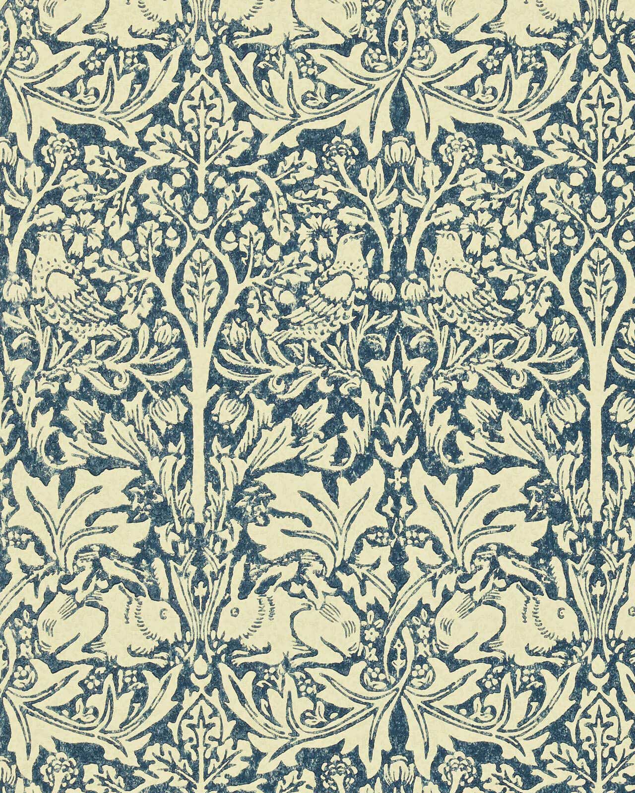 William Morris & Co. Tapet - Brer Rabbit, Indigo/Vellum image