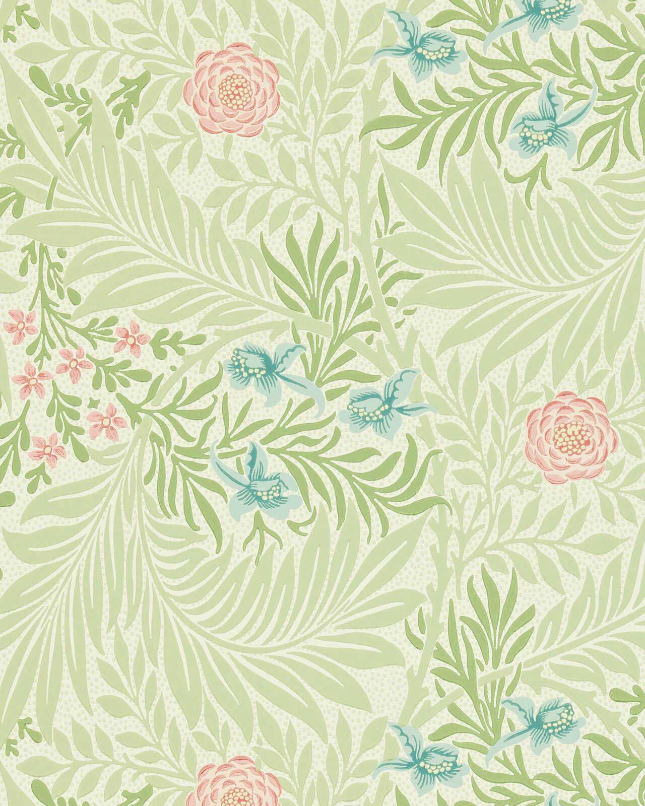 William Morris & Co. Tapet - Larkspur Green/Coral image