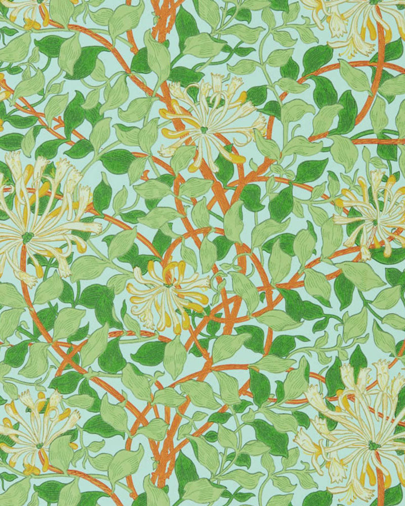 William Morris & Co. Wallpaper - Honeysuckle Sky/Burnt Orange image