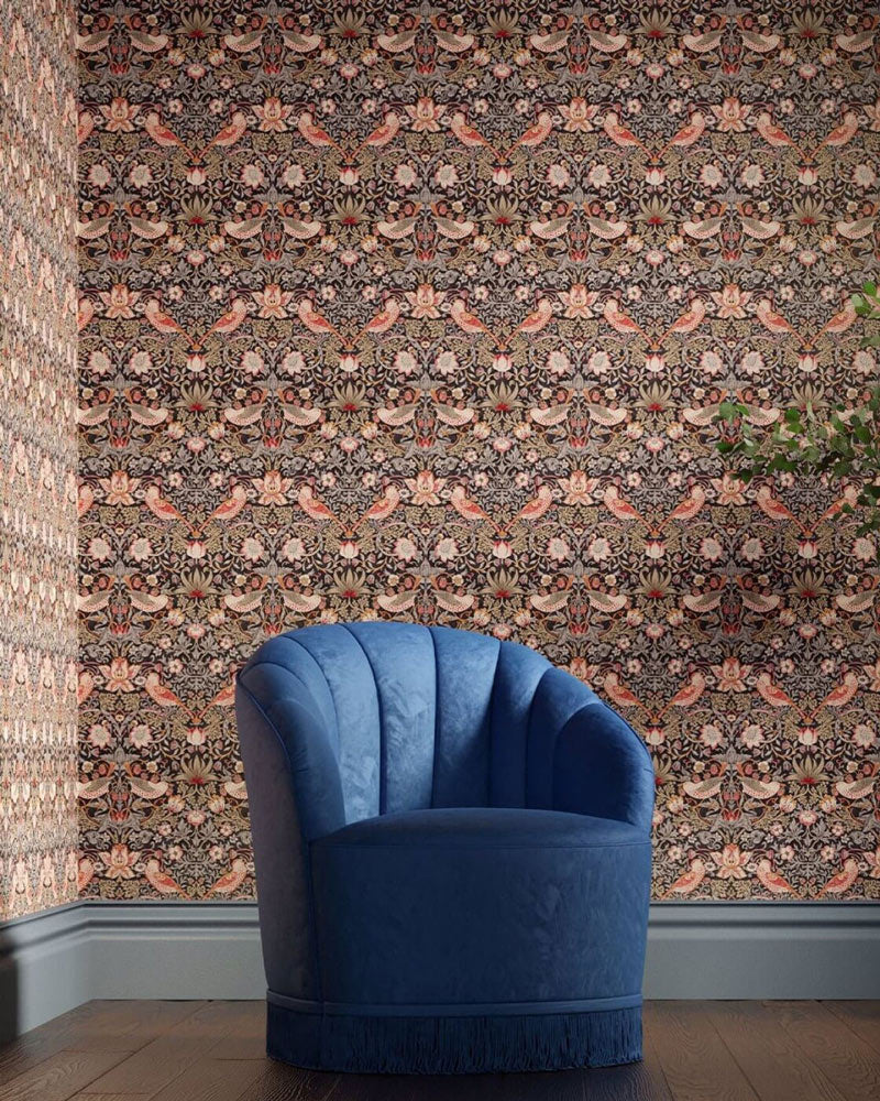 William Morris & Co. Wallpaper - Strawberry Thief Old fashioned image