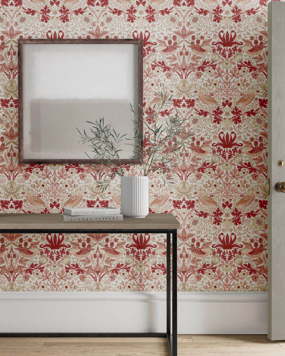 William Morris & Co. Tapet - Simple Strawberry Thief madder image