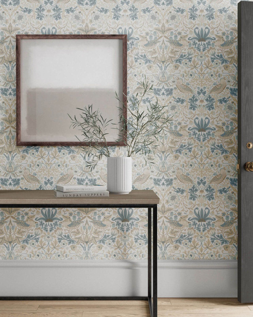 William Morris & Co. Wallpaper - Simple Strawberry Thief slate/vellum image