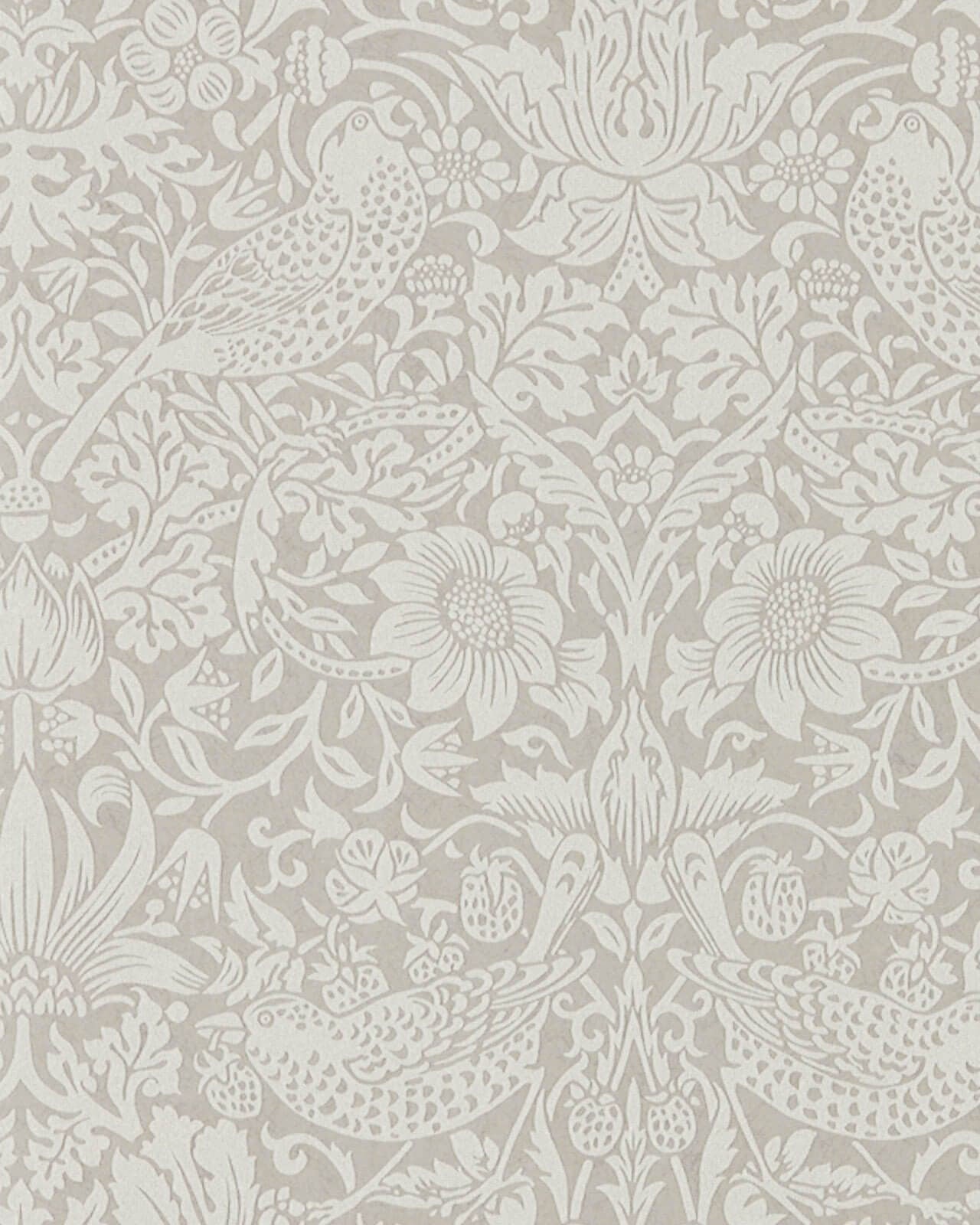 William Morris & Co. Wallpaper - Pure Strawberry Thief Silver/Stone image