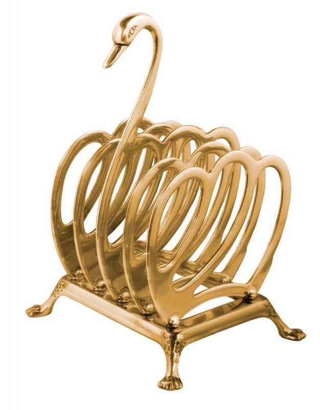 Toast rack & napkin holder brass - Swan image