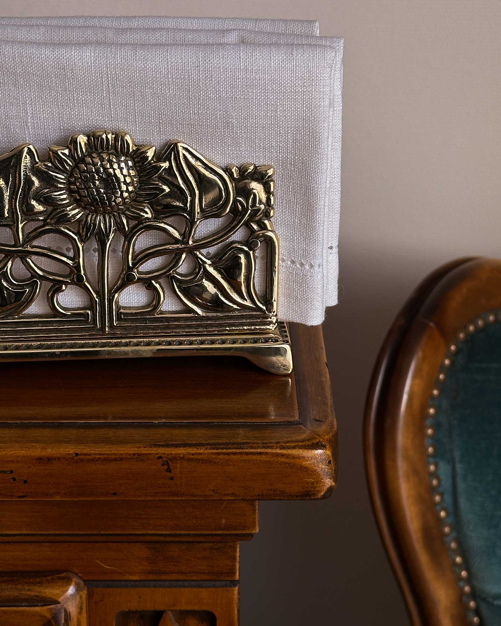 Matchbox Holder & Letter Holder - Art Nouveau brass image