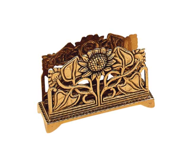 Matchbox Holder & Letter Holder - Art Nouveau brass image
