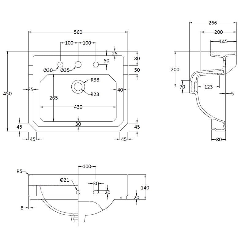 Håndvask - Bayswater Fitzroy 56 cm, piedestal image