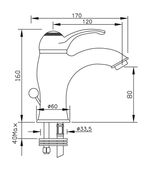 Tvättställsblandare - Paddington mässing image