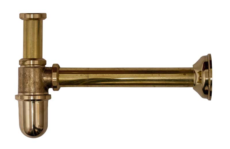 Cup-shaped trap for wall - Brass image