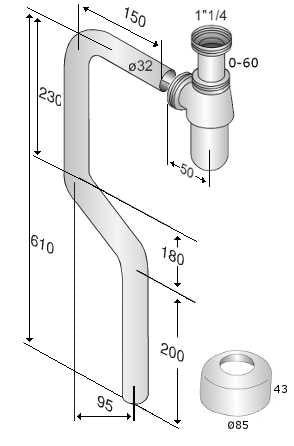 Water trap, floor connection - Chrome image
