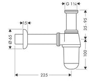 Vattenlås - Pungvattenlås med väggrör, krom thumbnail image