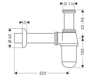 Vattenlås - Pungvattenlås med väggrör, krom image