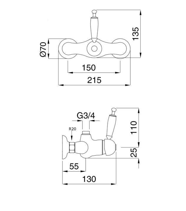 Shower Valve - Oxford without thermostat Chrome  image
