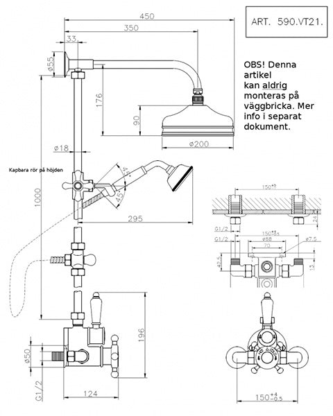 Shower kit - Victorian head shower image