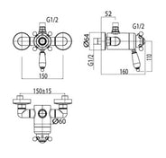 Brusesæt - Kensington retro med termostatarmatur, bronze thumbnail image