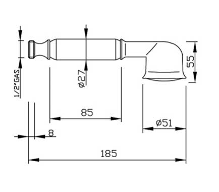 Brusehoved - Håndbruser Kensington behandlet messing lille image