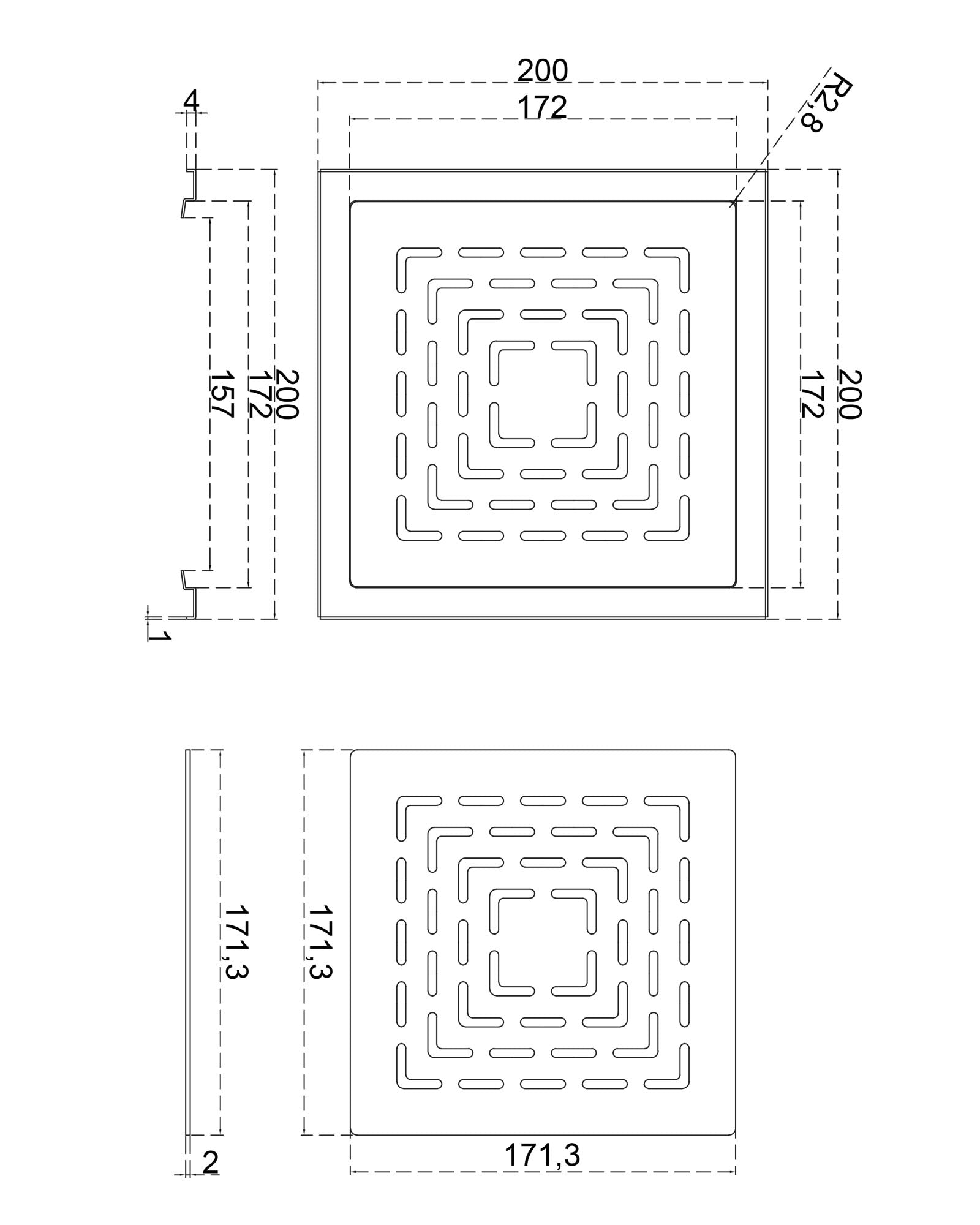 Afløbsgitter Messing - DecoDrain 200 x 200 image