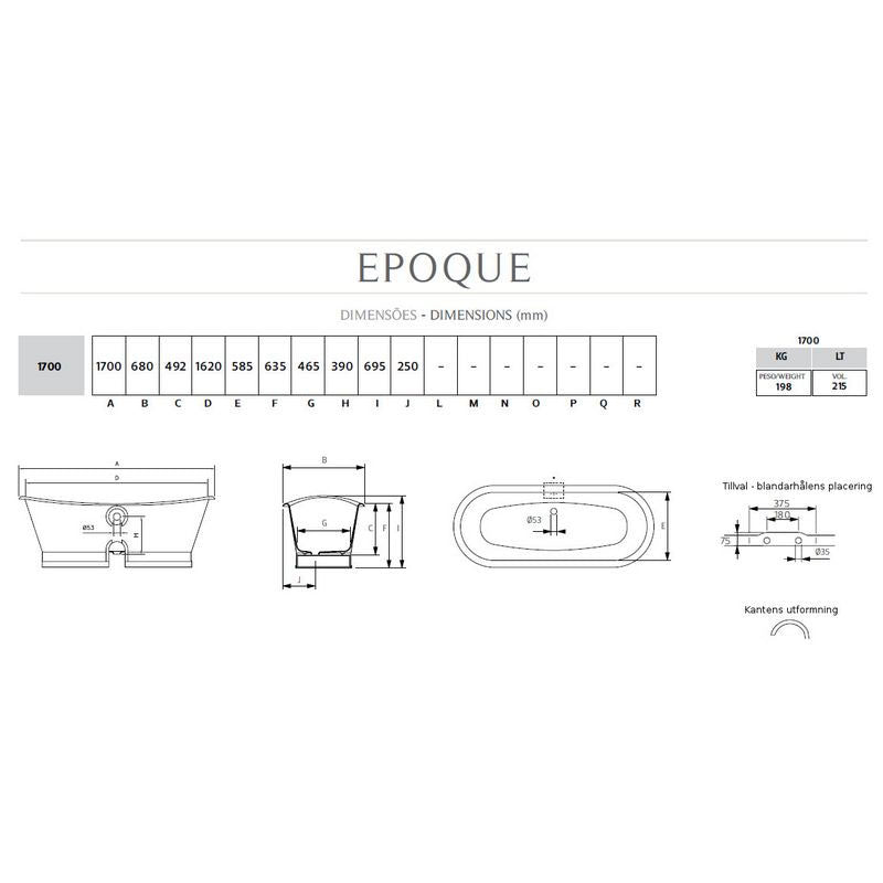 Cast Iron Bathtub - Epoque 170 cm (66.9 in.) Brass image