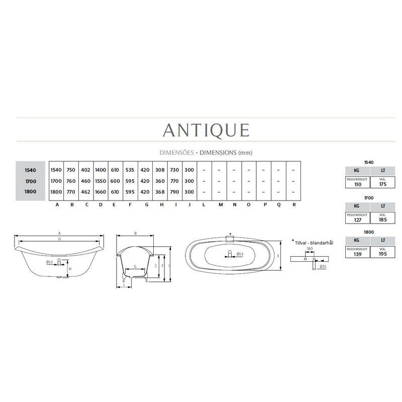 Cast Iron Bathtub - Antique, White (without feet) image
