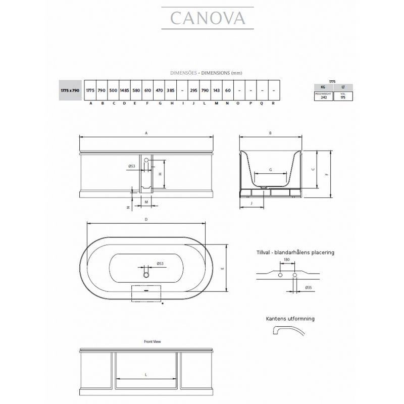 Cast Iron Bathtub – Canova 175 cm (68.9 in) image