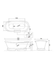 Badekar i støpejern - Toulouse 180 cm thumbnail image