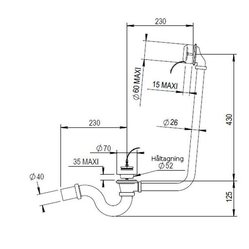 Brass bathtub drain - Horus brass image