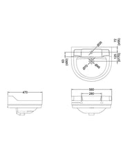 Håndvask - Burlington, Edwardian, 56 cm, oval thumbnail image