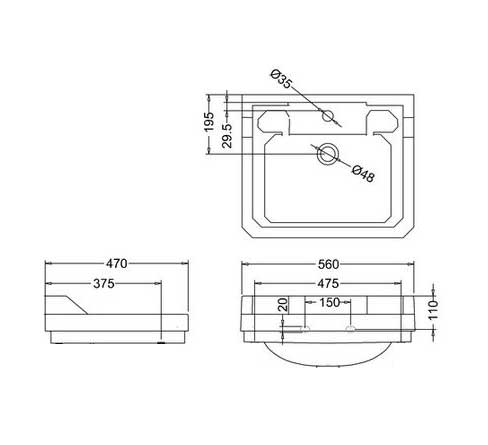 Tvättställ - Burlington Edwardian 56 cm image