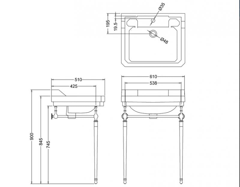 Servant - Burlington Edwardian 61 cm, stativ i krom image