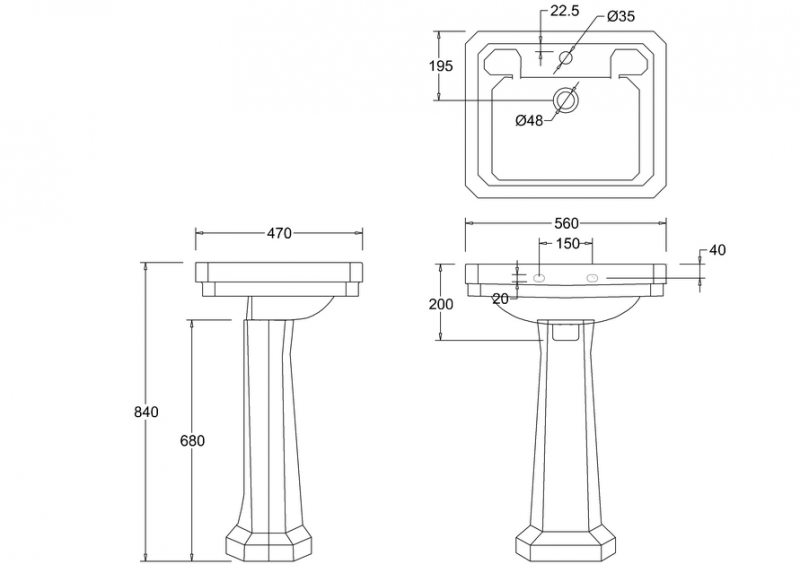 Tvättställ - Burlington Victorian 56 cm image