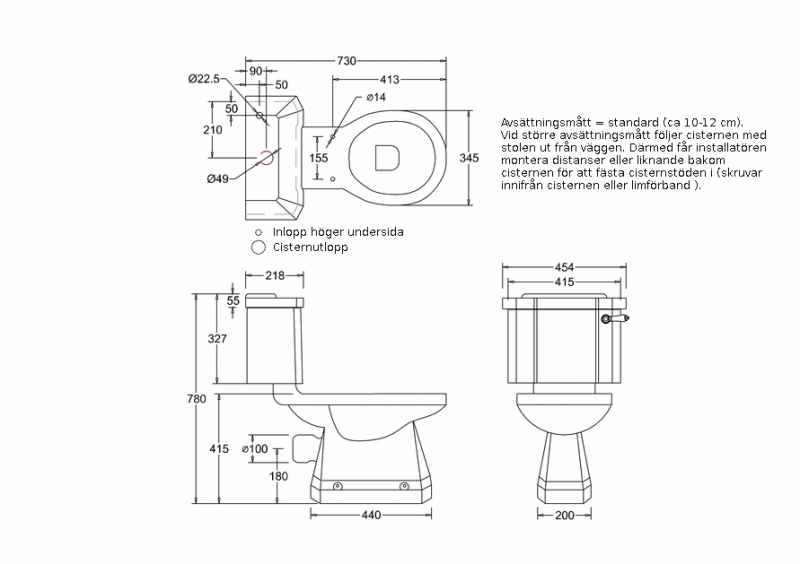 WC - Burlington gulvstående toilet, smal cisterne og mat hvid sæde, behandlet messing image