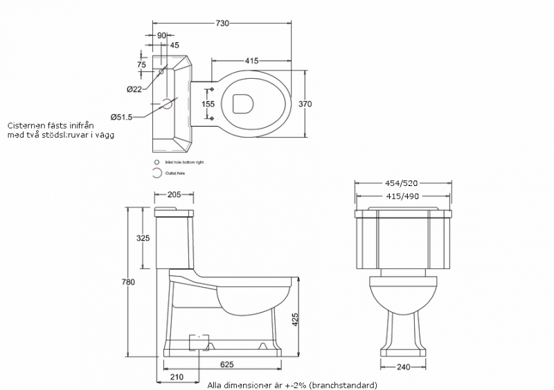 WC - Burlington dolt S-lås, smal cistern image