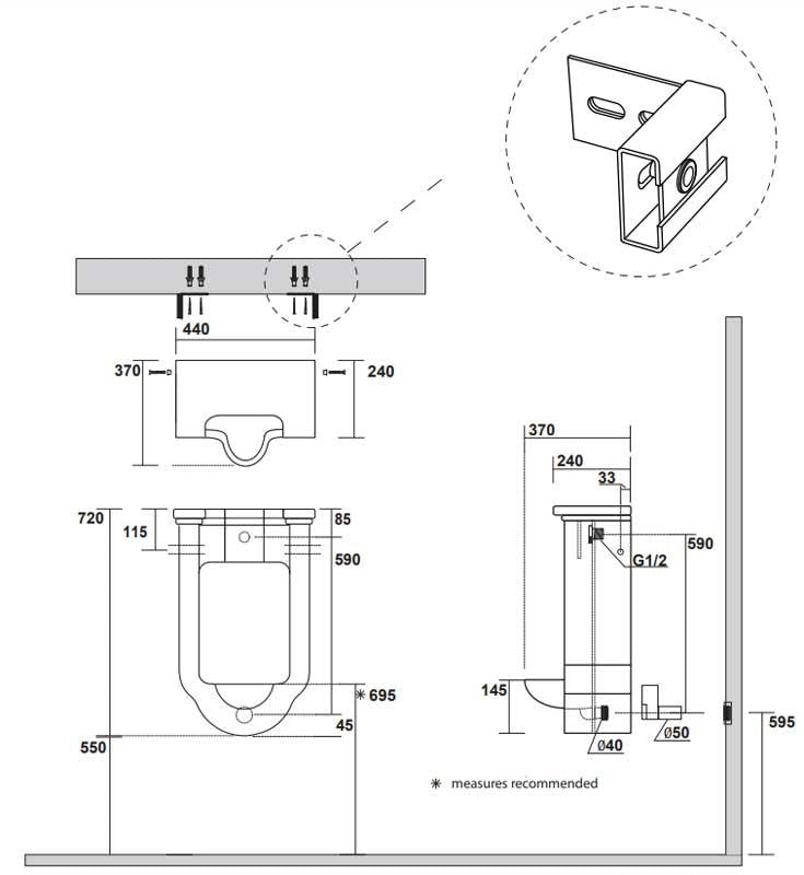 White porcelain urinal - Art Deco, wall-mounted image